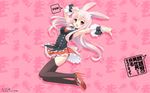  amano_yuu animal_ears bunny_ears bunnygirl long_hair pink_hair stockings thighhighs 