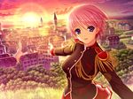  blue_eyes game_cg kisaki_mio pink_hair short_hair skirt walkure_romanze 