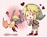  1girl ? blonde_hair food gloves hat heart imp kuhaha link midna pocky pointy_ears smile the_legend_of_zelda the_legend_of_zelda:_twilight_princess 