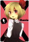  amaya_enaka blonde_hair blood blood_on_face hair_ornament red_eyes rumia solo touhou 