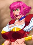  ameoto cala green_eyes highres magenta_hair open_mouth pink_hair pointy_ears solo sweat viper viper_rsr 