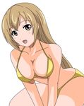  1girl bikini blush breasts cleavage long_hair minami-ke minami_haruka open_mouth simple_background solo swimsuit 