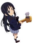  akiyama_mio bass_guitar foreshortening highres instrument k-on! left-handed long_hair official_art qplus school_uniform simple_background skirt solo white_background 