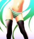  black_legwear boots green_hair hatsune_miku long_hair navel no_pants panties solo striped striped_panties thigh_boots thighhighs tom_(drpow) twintails underwear very_long_hair vocaloid 