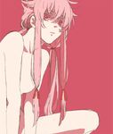  bad_id bad_pixiv_id gasai_yuno mirai_nikki pink_eyes pink_hair shaded_face simple_background sketch solo zou 