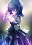  bad_id bad_pixiv_id bare_shoulders blue_hair dress fang_xue_jun gloves hayate_no_gotoku! purple_eyes short_hair solo suirenji_ruka 