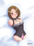  amputee blush brown_hair character_request collar female gamera_(artist) looking_at_viewer original quadruple_amputee 