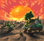  desert gen_4_pokemon grotle nature no_humans pokemon pokemon_(creature) sun torterra tree turtwig 