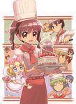  4girls amano_ichigo andou_sennosuke bad_id bad_pixiv_id brown_eyes brown_hair cafe_(yumeiro) cake caramel_(yumeiro) checkerboard_cookie chocolat_(yumeiro) cookie drill_hair fairy food hanabusa_satsuki hat kashino_makoto kurobuta_gekkan multiple_boys multiple_girls pastry spoon twintails vanilla_(yumeiro) yumeiro_patissiere 