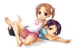  bad_id bad_pixiv_id barefoot child feet hair_bobbles hair_ornament ichigo_mashimaro itou_chika lying matsuoka_miu multiple_girls on_stomach smile suna_(sunagawa) toe-point twintails 