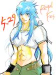  1boy blue_eyes blue_hair long_hair male male_focus muscle oekaki regal_bryan regal_bryant shackle shackles simple_background solo tales_of_(series) tales_of_symphonia white_background 