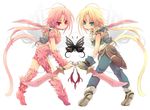  alternate_form blonde_hair blue_eyes bug butterfly dagger dissidia_final_fantasy dual_persona dual_wielding final_fantasy final_fantasy_ix fur gloves holding insect inumimi-syndrome long_hair male_focus multiple_boys pink_eyes pink_hair ponytail tail tiptoes trance_zidane_tribal weapon zidane_tribal 