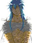  1boy blue_hair eyes_closed male male_focus muscle oekaki regal_bryan regal_bryant simple_background solo tales_of_(series) tales_of_symphonia white_background 