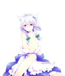  animal_ears bad_id bad_pixiv_id braid breasts dog_ears izayoi_sakuya kemonomimi_mode natsume_(yukihime) nipples off_shoulder red_eyes silver_hair small_breasts solo topless touhou twin_braids 