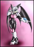  black black_sclera blue_eyes breasts bruce_watson female hair machine mechanical pink pink_background plain_background robot rouge_the_bat sega solo sonic_(series) white white_clothing white_hair wings zeiram0034 