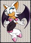  boots cross-eyed female gloves hair mammal rouge_the_bat sega solo sonic_(series) teal_eyes texture_background white white_clothing white_hair wings xhavokx 