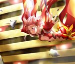  center_opening falling fingerless_gloves gloves guilty_crown hair_ornament hairclip long_hair makisige midriff pink_eyes pink_hair solo twintails yuzuriha_inori 