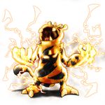  black black_fur claws electabuzz electricity fangs fur nintendo pok&#233;mon pok&eacute;mon roar roaring stripes tail video_games xsheepi yellow yellow_fur 