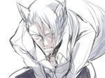  animal_ears arc_system_works blazblue collar kikuyosho male male_focus simple_background tail valkenhayn_r_hellsing white_hair 