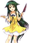  artist_request book dress green_eyes green_hair knife long_hair ribbon saya saya_no_uta solo 