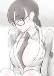  akai_hana black_hair braid megane oppai school_girl school_uniform twin_tails 