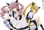  absurdres boots cat_pose drill_hair faris_nyannyan high_res inayoshi_asako kemonomimi maid maid_headress nekomimi official_art okamiya_shiho ponytail shiina_mayuri steins;gate twin_tails 