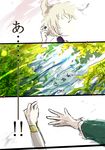  bracelet brown_hair comic dress earmuffs earplugs green_dress hands headphones headphones_around_neck jewelry jizeru_(giselebon) multiple_girls short_hair soga_no_tojiko touhou toyosatomimi_no_miko translated 