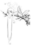  bleedman branch butterfly fairy leaf loli long_hair sketch smile three 