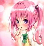 blush nana_asta_deviluke pink_hair school_uniform sweater_vest to_love-ru toloveru_darkness twin_tails yabuki_kentarou 