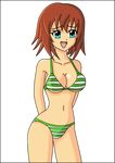  belly bikini cleavage green_bikini happy mizugi navel shimapan smile sukumizu wide_hips 