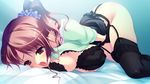  bed black_lingerie blush game_cg hamashima_shigeo horny lingerie onanism open_mouth pochi_to_goshujin-sama skyfish_poco stockings tagme 