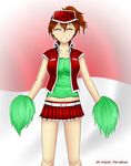  anthropomorphism anthropomorphization belt blush brown_hair cheerleader indonesia kevintriedge miniskirt original ponytail solo 