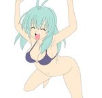  bottomless bra green_hair legs long_hair oppai oshiri photoshop run_elsie_jewelria solo thighs to_love-ru vector_trace 