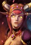  alexstrasza cleavage horns jewelry necklace shoulder_pads warcraft world_of_warcraft yellow_eyes 