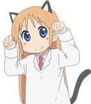  blonde blue_eyes blush cat_pose cat_tail hakase_(nichijou) labcoat long_hair necktie nichijou smile solo transparent_png vector_trace 