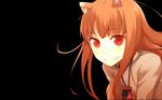  brown_hair horo kemonomimi red_eyes simple_background tagme 