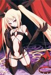  blazblue blonde boots chain collar elbow_gloves gloves hair_ribbon high_res kneeling long_hair lowleg_pantsu official_art pantsu pettanko rachel_alucard red_eyes ribbon thighhighs twin_tails wings 