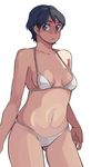  bikini gray_hair grey_eyes mizugi navel oppai short_hair 