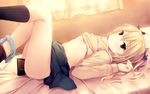  bed blonde coffee-kizoku cure_girl knee_socks nanjou_rena nipples panty_pull solo tagme 