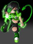  abilities black_hair bleedman electric green green_eyes loli long_hair tail 