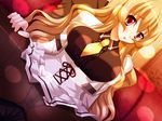  blonde cleavage game_cg long_hair open_mouth solo tagme 