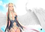  angel blonde feathers long_hair navel original pantsu sky string_panties white_panties wings zealt 