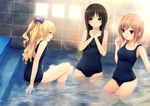  3girls bath coffee-kizoku cure_girl hoshimiya_miyu mizugi nanjou_rena shiramine_rika sukumizu 