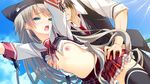  blonde blue_eyes breats game_cg long_hair nipples open_mouth school_uniform semen sex sky tagme thighhighs 