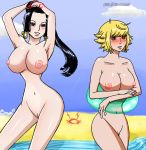  2girls areolae boa_hancock breasts cleavage huge_breasts marguerite multiple_girls nipples one_piece open_mouth uncensored 