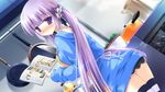  cooking game_cg long_hair purple_eyes purple_hair smile solo tagme twin_tails 