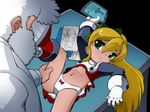  bleedman blonde blueprint desk dr_light_(character) gloves green_eyes pantsu ribbon robot roll skirt spread_legs 