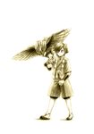  bird bird_on_arm bracer chiba_(tibaacss) gen_1_pokemon hair_over_one_eye hayato_(pokemon) monochrome pidgeotto pokemon pokemon_(creature) pokemon_(game) pokemon_hgss sepia 