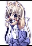  animal_ears blonde_hair blue_hair cat_ears cat_tail futase_hijiri kemonomimi_mode moriya_suwako paw_pose solo tail touhou 