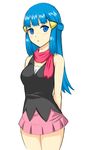  arms_behind_back bad_id bad_pixiv_id bare_shoulders blue_eyes blue_hair hikari_(pokemon) lang_(chikage36) long_hair looking_at_viewer pokemon scarf simple_background skirt solo white_background 